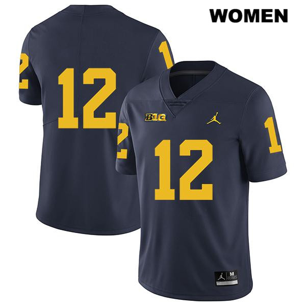 Women's NCAA Michigan Wolverines Cade McNamara #12 No Name Navy Jordan Brand Authentic Stitched Legend Football College Jersey BC25R48TL